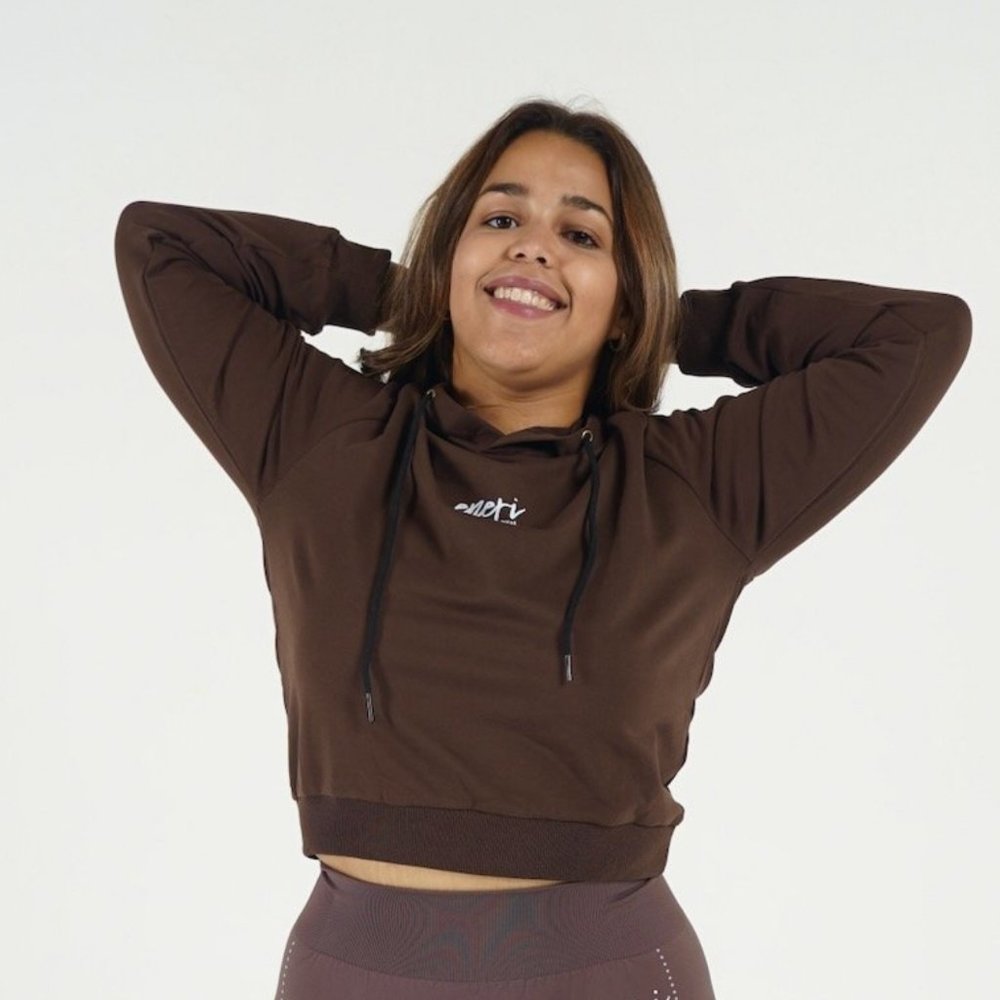Crop Hoodie - Brown - Picture 3 of 4